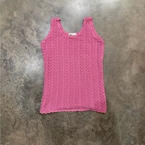 Pink Knit Scalloped Tank Top